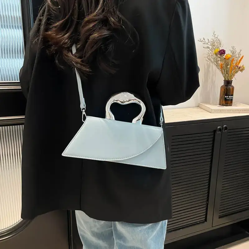 Light Blue Trapezoidal Women's Handbag 2025 Spring Summer - Image 10