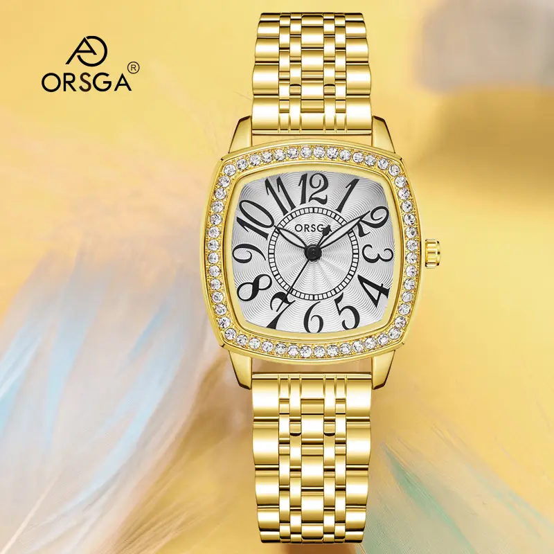 ORSGA Women's Luxury Watch with Diamond Band Set
