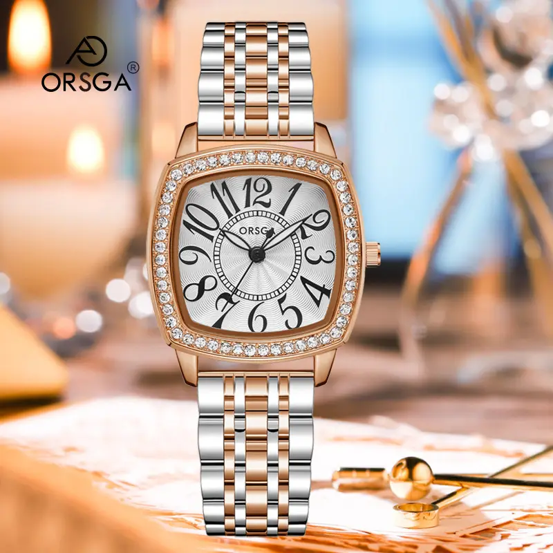 ORSGA Women's Luxury Watch with Diamond Band Set