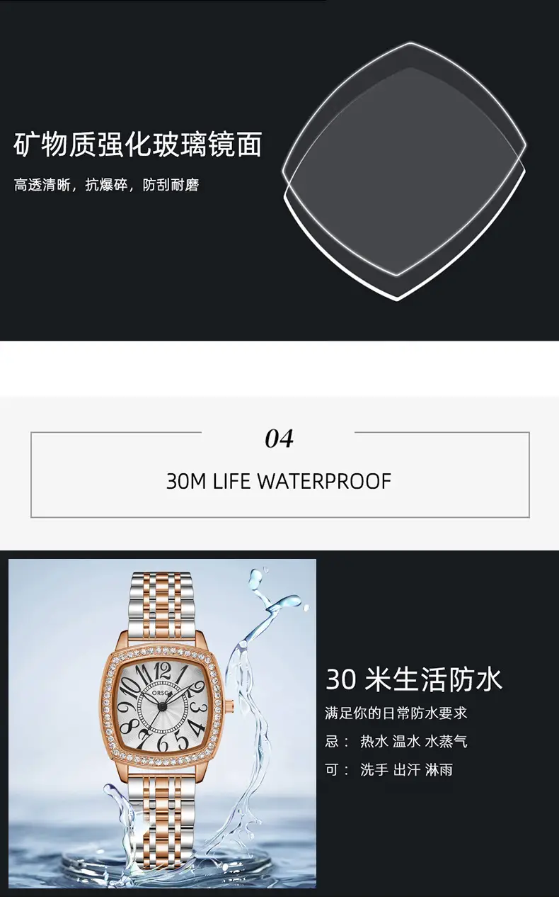 ORSGA Women's Luxury Watch with Diamond Band Set — feature 13