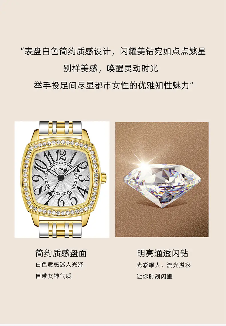 ORSGA Women's Luxury Watch with Diamond Band Set — feature 7