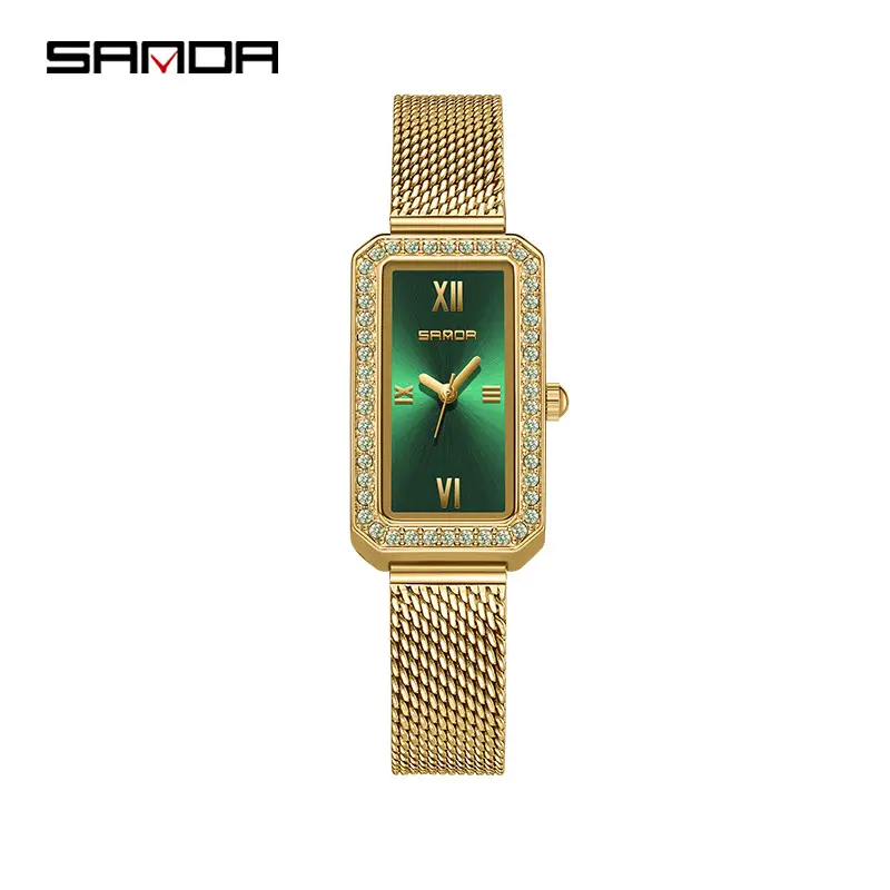 Sanda Women's Rectangular Diamond Watch Rose Gold Quartz - Image 2