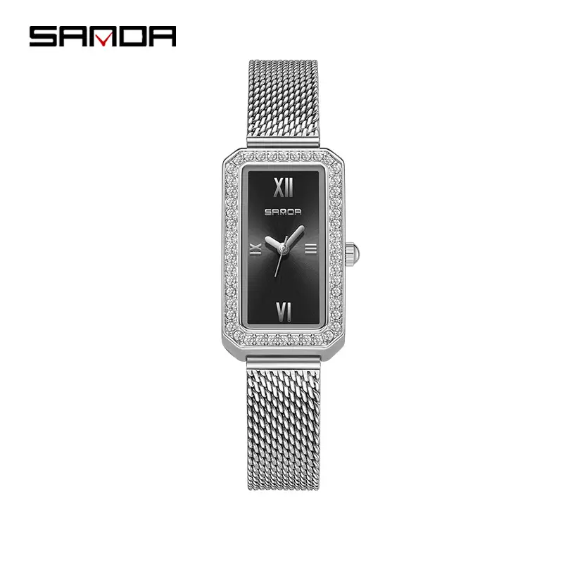 Sanda Women's Rectangular Diamond Watch Rose Gold Quartz - Image 6