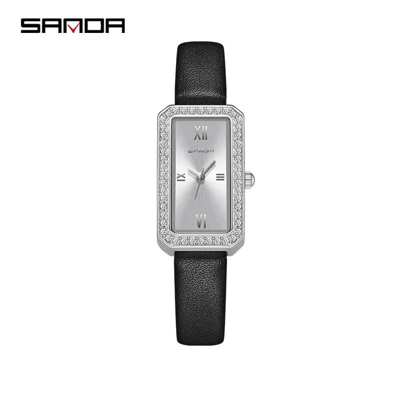 Sanda Women's Rectangular Diamond Watch Rose Gold Quartz - Image 8
