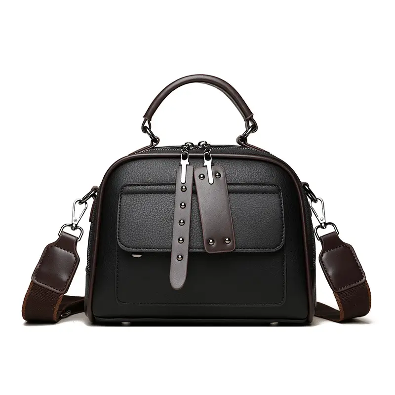 Brown Crossbody Bag with Metal Clasp for Women