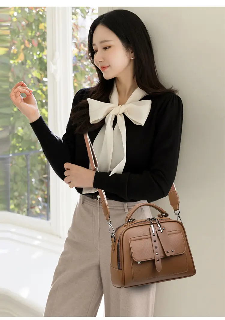 Brown Crossbody Bag with Metal Clasp for Women — feature 15