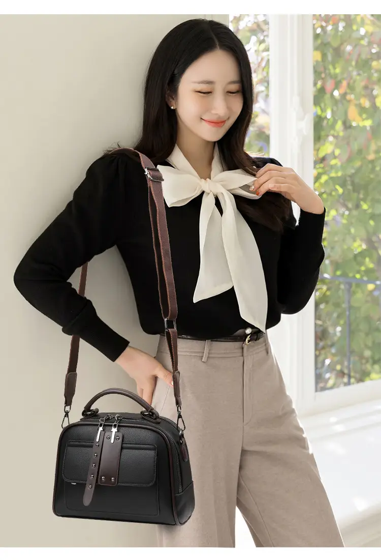 Brown Crossbody Bag with Metal Clasp for Women — feature 16