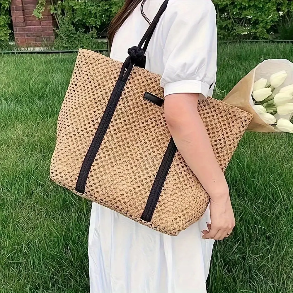 Women's Handmade Woven Tote Bag Large Capacity Beach Travel Bag