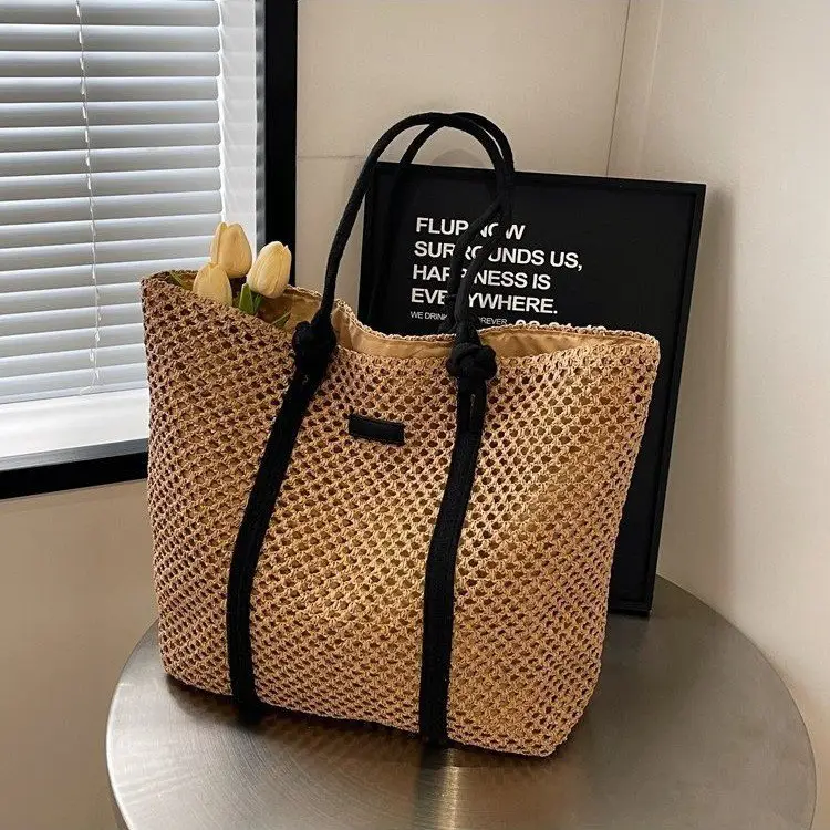 Women's Handmade Woven Tote Bag Large Capacity Beach Travel Bag