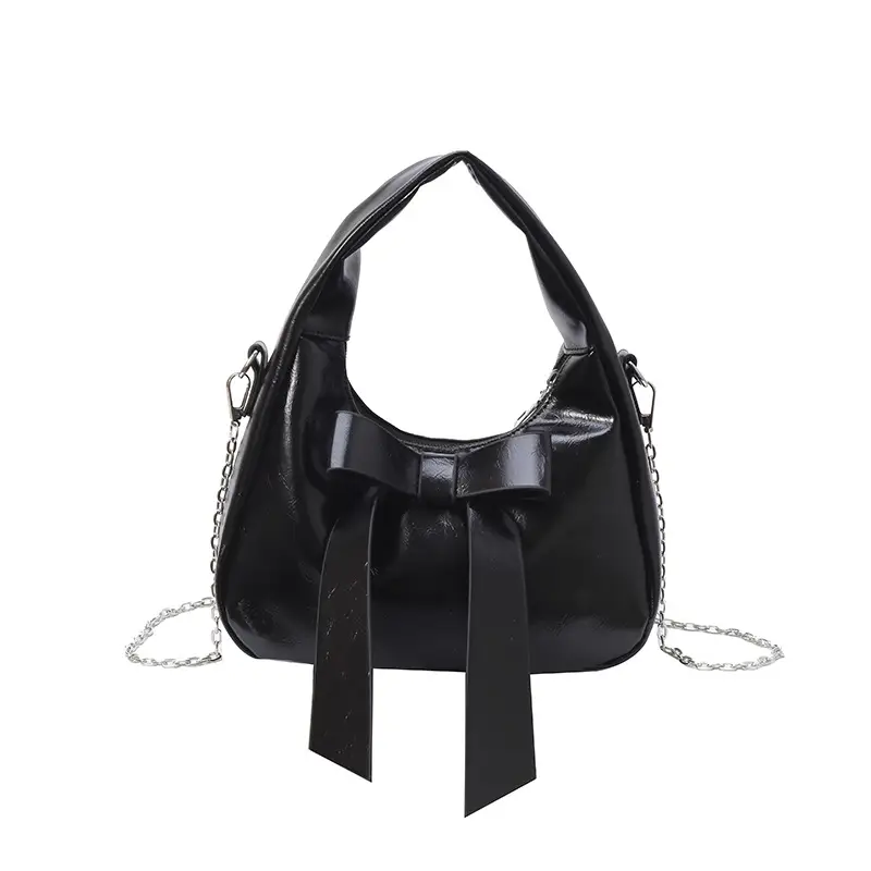 Silver Bow Shoulder Bag for Women 2025