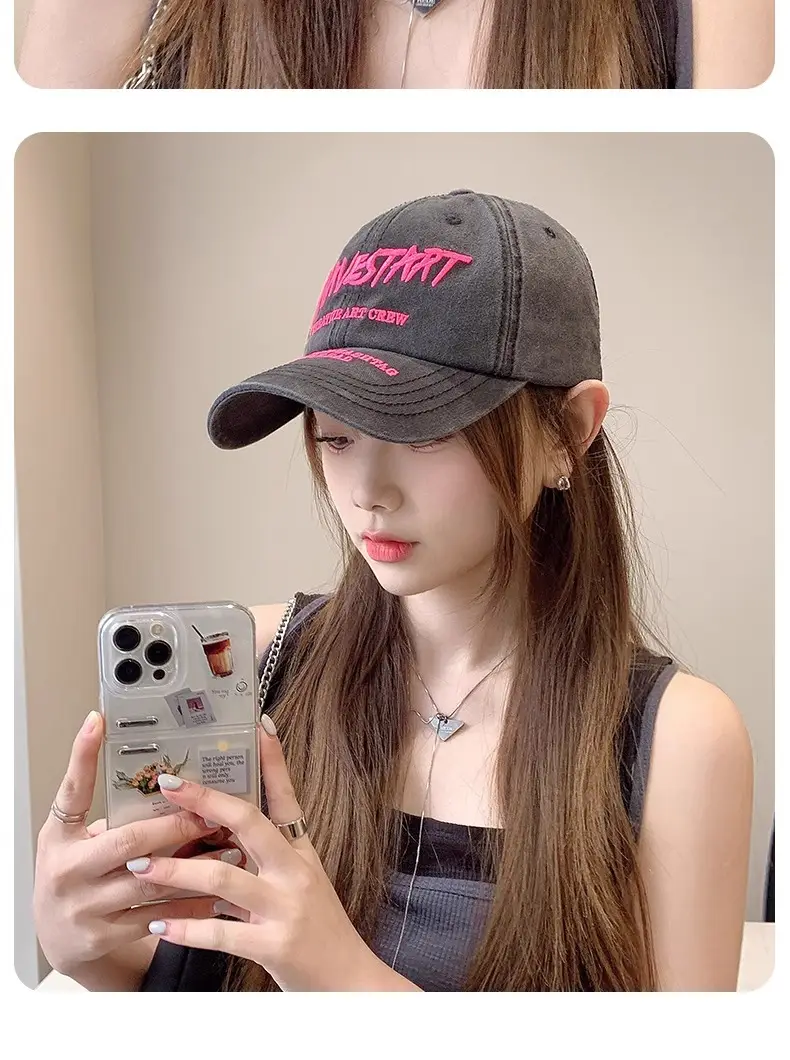 Women Baseball Cap with Letter Embroidery, Casual Duck Tongue Hat — feature 14