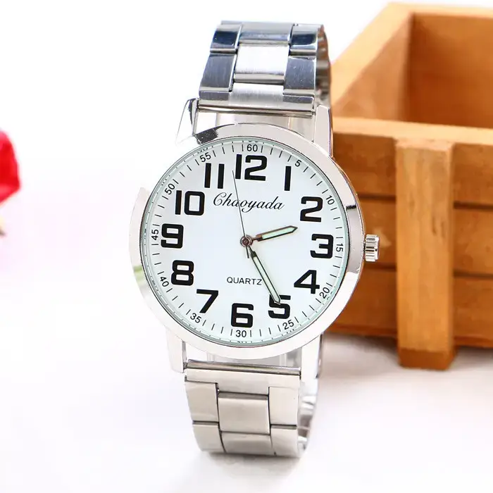Old Man's Steel Belt Watch Silver Dial Waterproof - Image 5