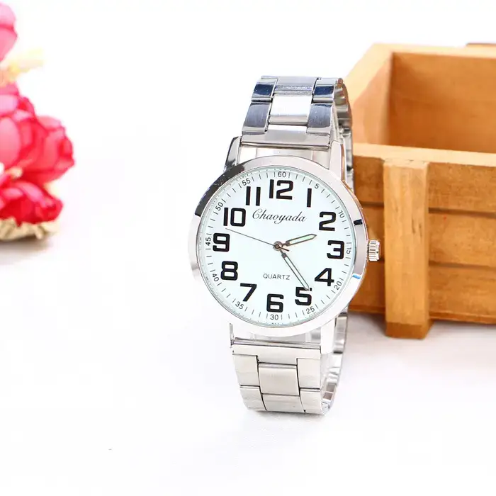 Old Man's Steel Belt Watch Silver Dial Waterproof — feature 1