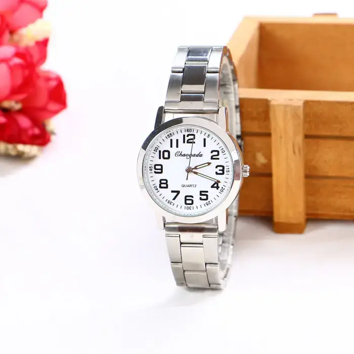 Old Man's Steel Belt Watch Silver Dial Waterproof — feature 2