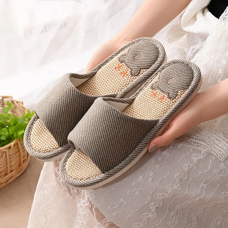 Women Linen Slippers Blue Casual Indoor Home Use - Image 9