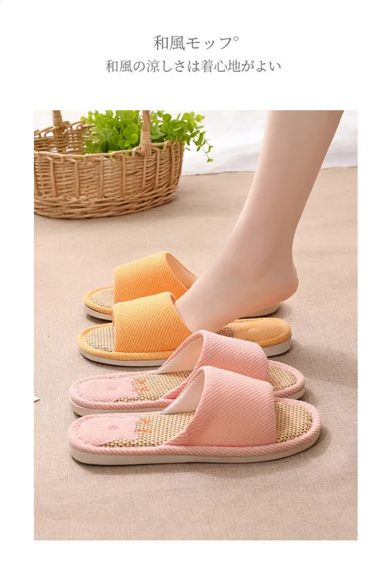 Women Linen Slippers Blue Casual Indoor Home Use — feature 3
