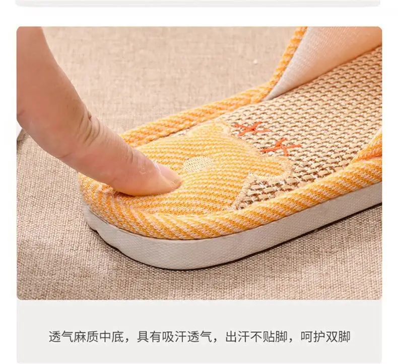 Women Linen Slippers Blue Casual Indoor Home Use — feature 8