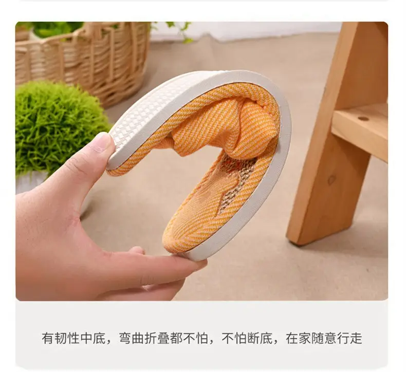 Women Linen Slippers Blue Casual Indoor Home Use — feature 9