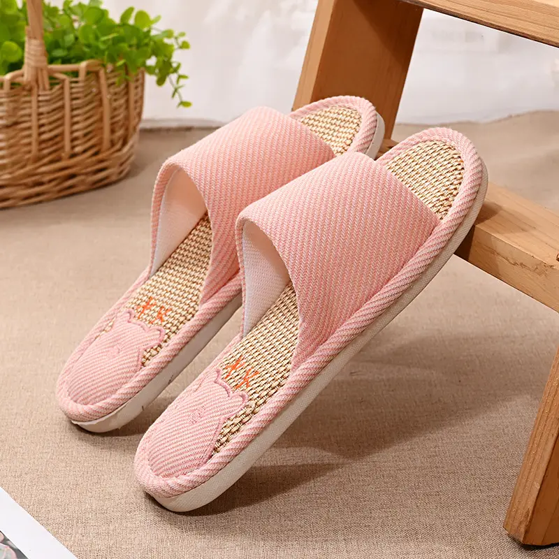 Women Linen Slippers Blue Casual Indoor Home Use - Image 2