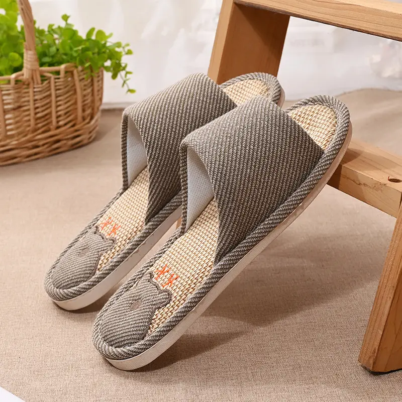 Women Linen Slippers Blue Casual Indoor Home Use - Image 3