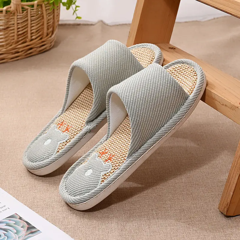 Women Linen Slippers Blue Casual Indoor Home Use - Image 4