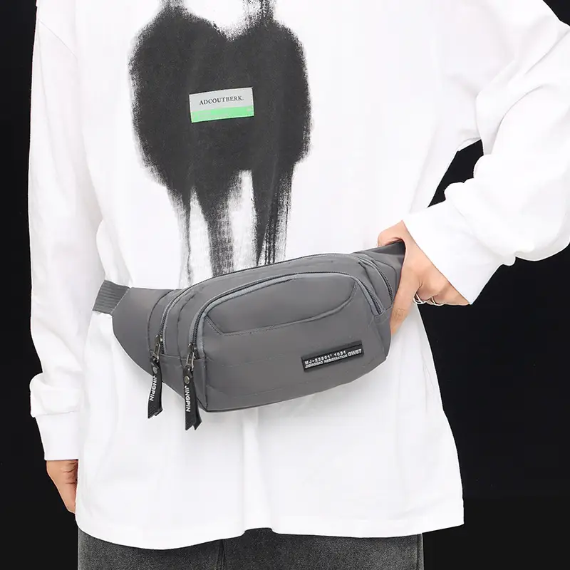 Men's Black Waist Bag Lightweight Oxford Cloth Multi-layer Sports Chest Bag - Image 7