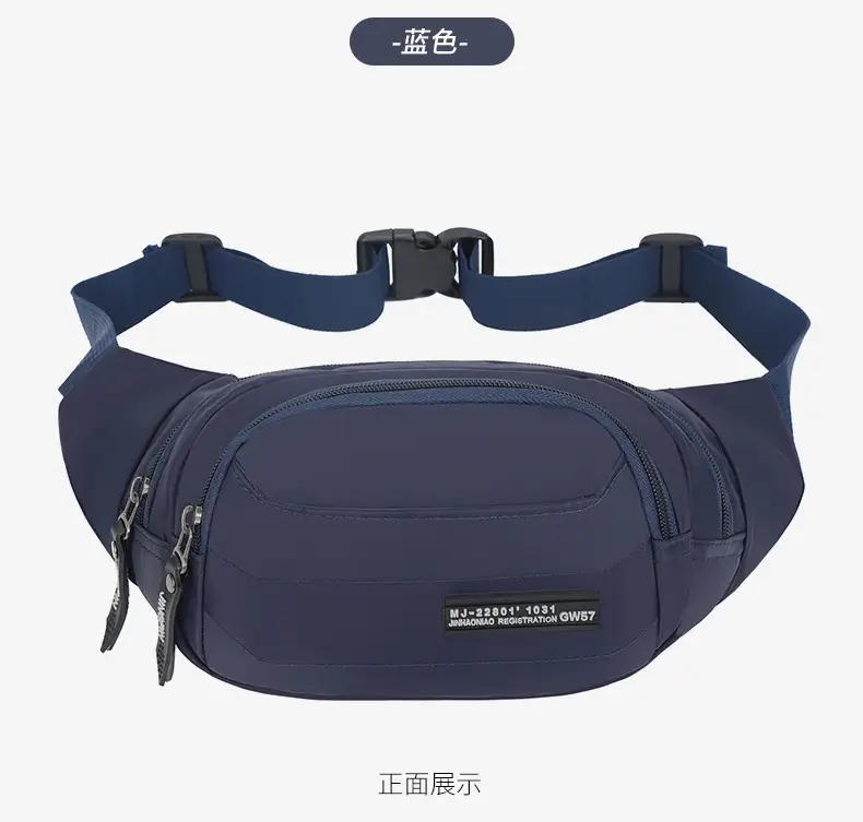 Men's Black Waist Bag Lightweight Oxford Cloth Multi-layer Sports Chest Bag — feature 16
