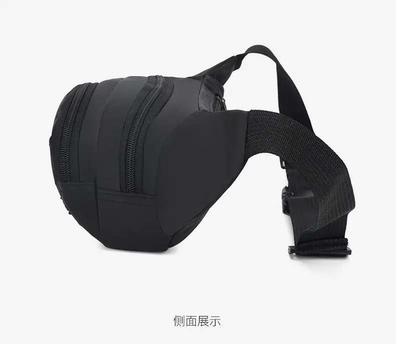 Men's Black Waist Bag Lightweight Oxford Cloth Multi-layer Sports Chest Bag — feature 19