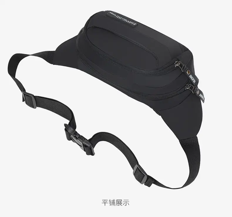 Men's Black Waist Bag Lightweight Oxford Cloth Multi-layer Sports Chest Bag — feature 22