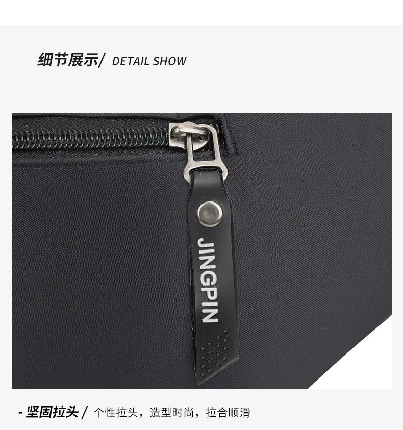 Men's Black Waist Bag Lightweight Oxford Cloth Multi-layer Sports Chest Bag — feature 23