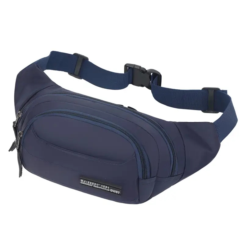 Men's Black Waist Bag Lightweight Oxford Cloth Multi-layer Sports Chest Bag - Image 3