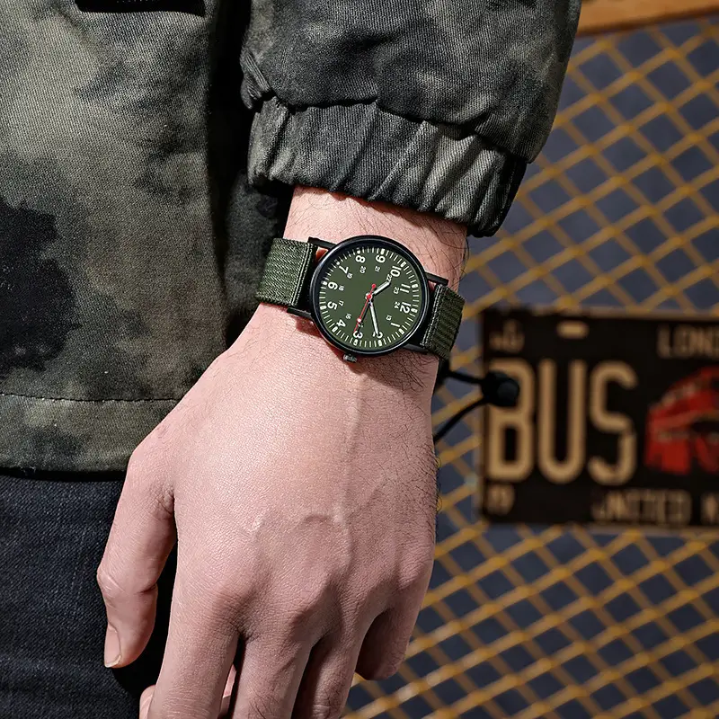 Men's Brown Nylon Watch with Chain Accessories - Image 6