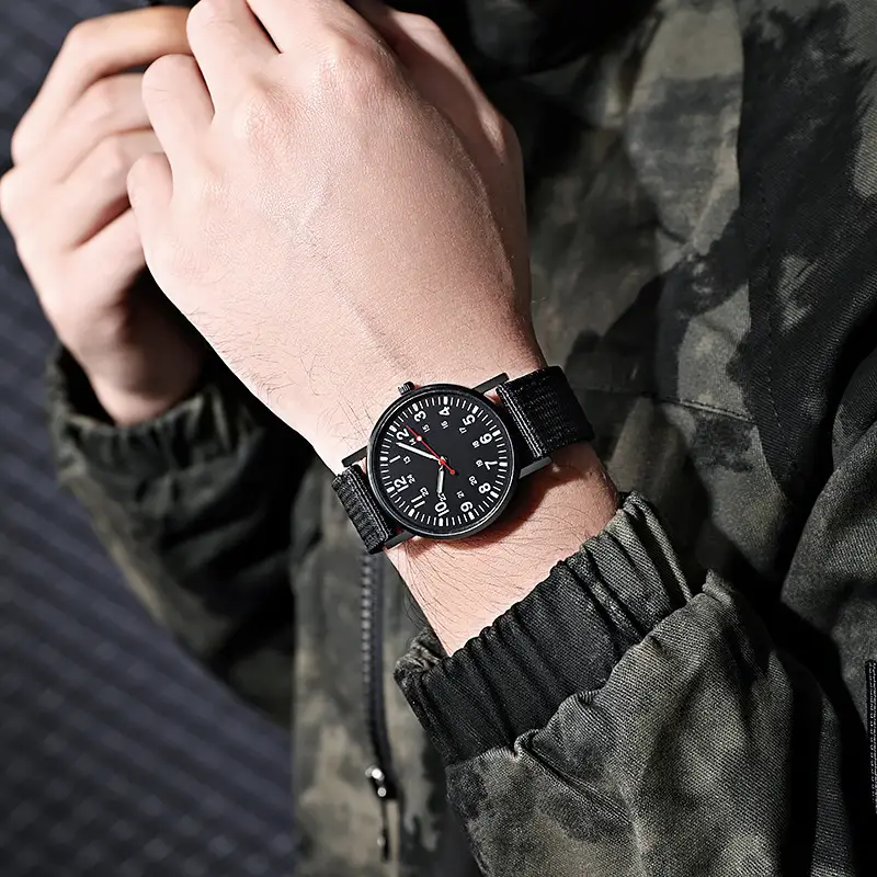 Men's Brown Nylon Watch with Chain Accessories - Image 8