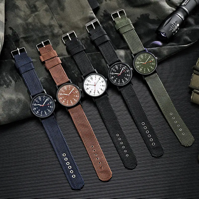 Men's Brown Nylon Watch with Chain Accessories — feature 23