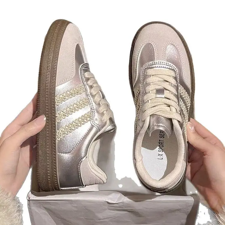 Women's Silver Round Toe Training Shoes 2025