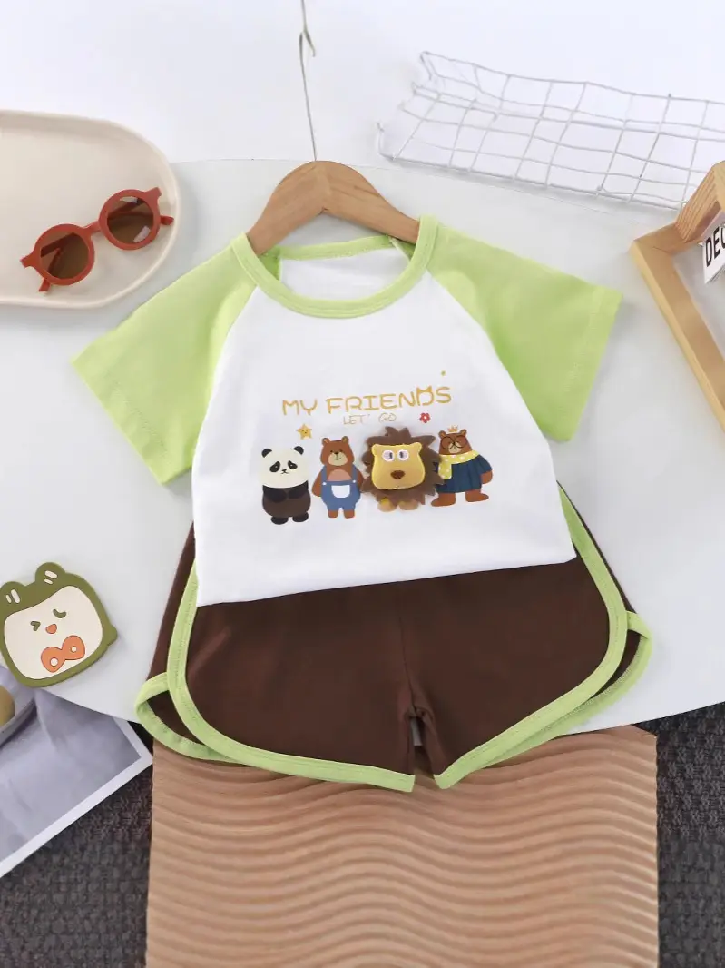 Children's Cartoon T-Shirt Shorts Set Pure Cotton Summer - Image 5