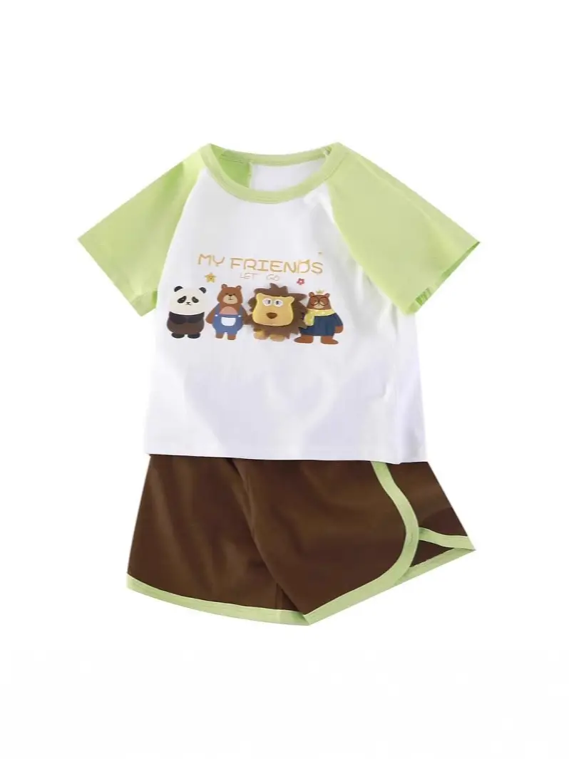 Children's Cartoon T-Shirt Shorts Set Pure Cotton Summer - Image 6