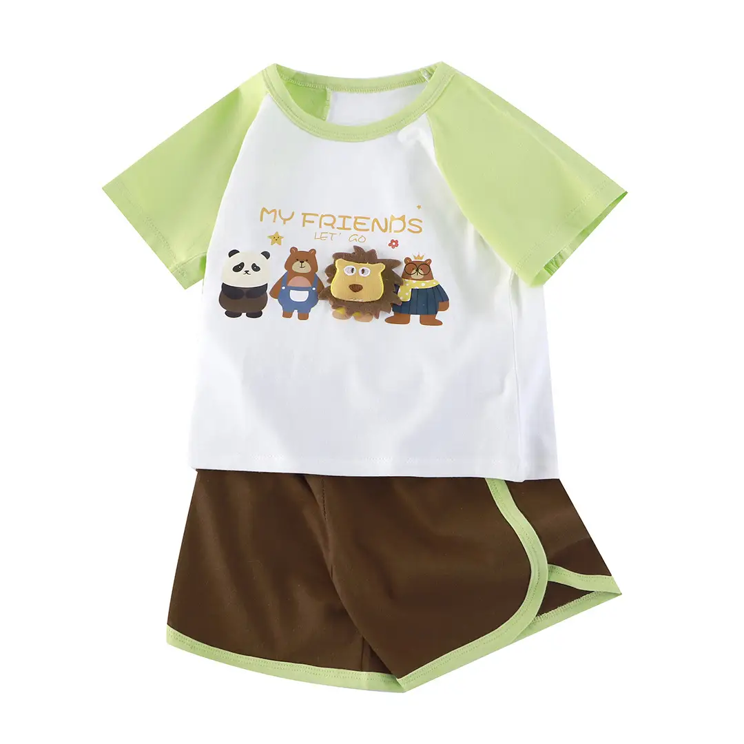 Children's Cartoon T-Shirt Shorts Set Pure Cotton Summer — feature 2