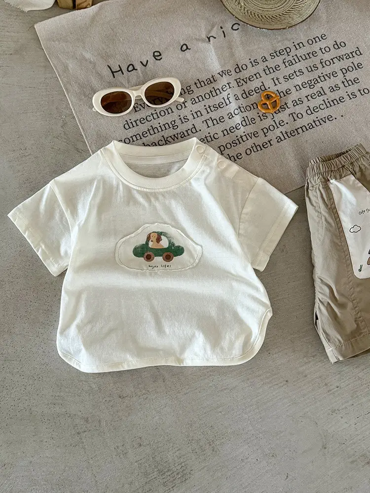Boys Pure Cotton Cartoon T-Shirt White 2026 Summer - Image 4