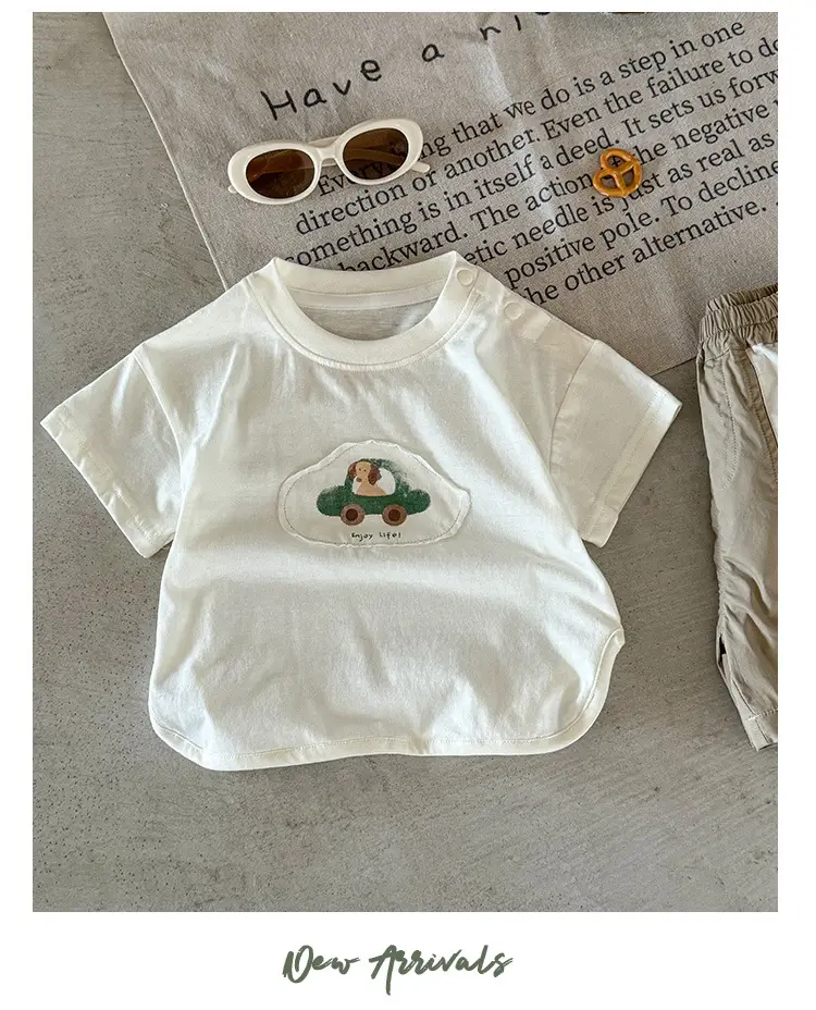 Boys Pure Cotton Cartoon T-Shirt White 2026 Summer — feature 10