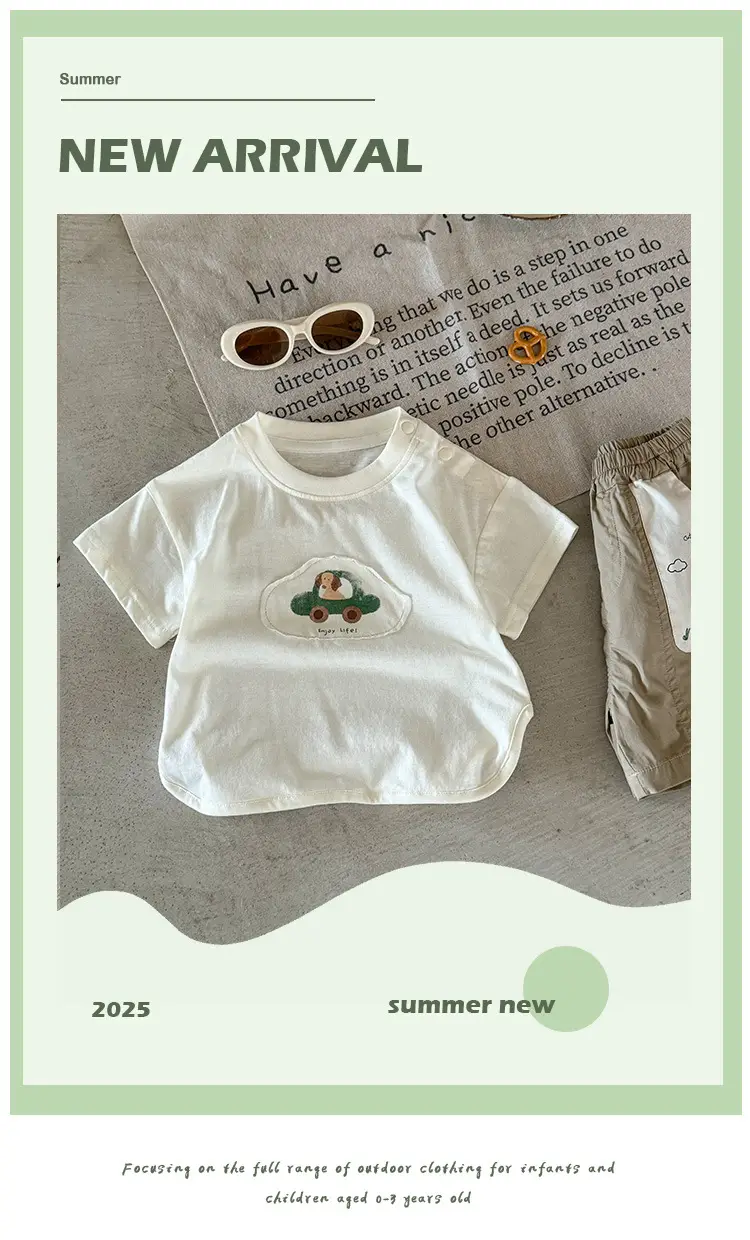 Boys Pure Cotton Cartoon T-Shirt White 2026 Summer — feature 4