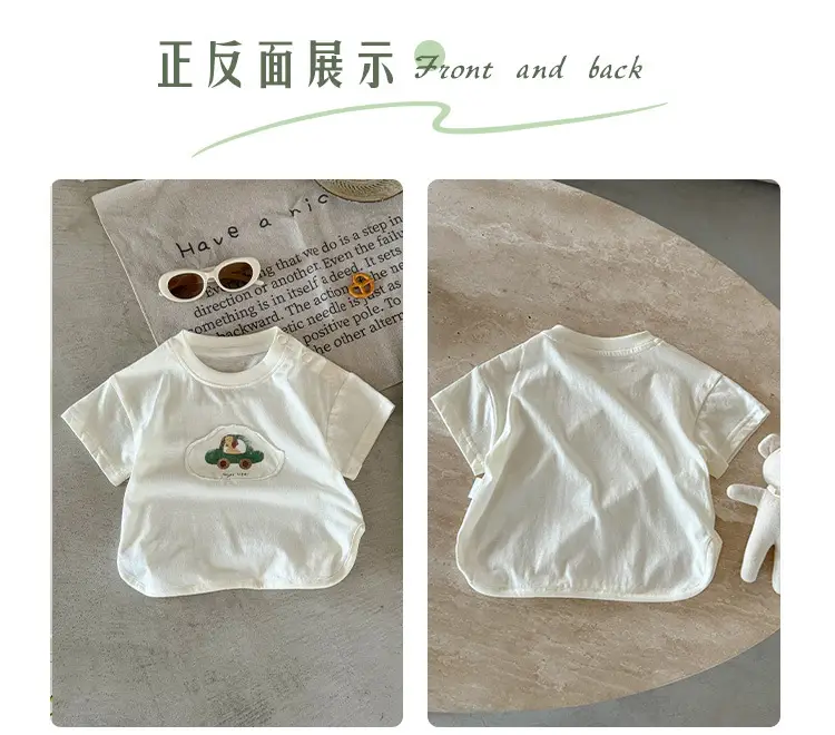 Boys Pure Cotton Cartoon T-Shirt White 2026 Summer — feature 5