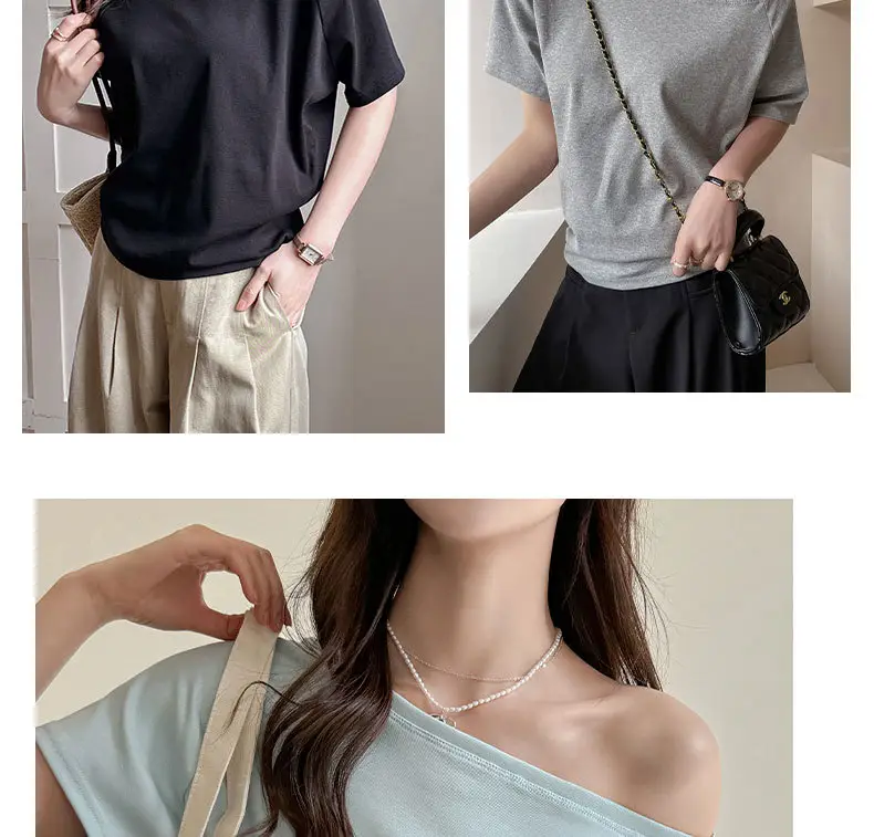 Strictly Selected White Modal Off-shoulder Short-sleeved T-shirt Women's Summer New Sweet and Hot Loose All-match Shoulder Shoulder Shirt — feature 5