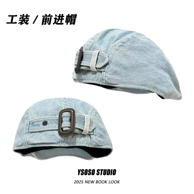 Japanese Retro Washed Denim Forward Cap for Women - Image 3