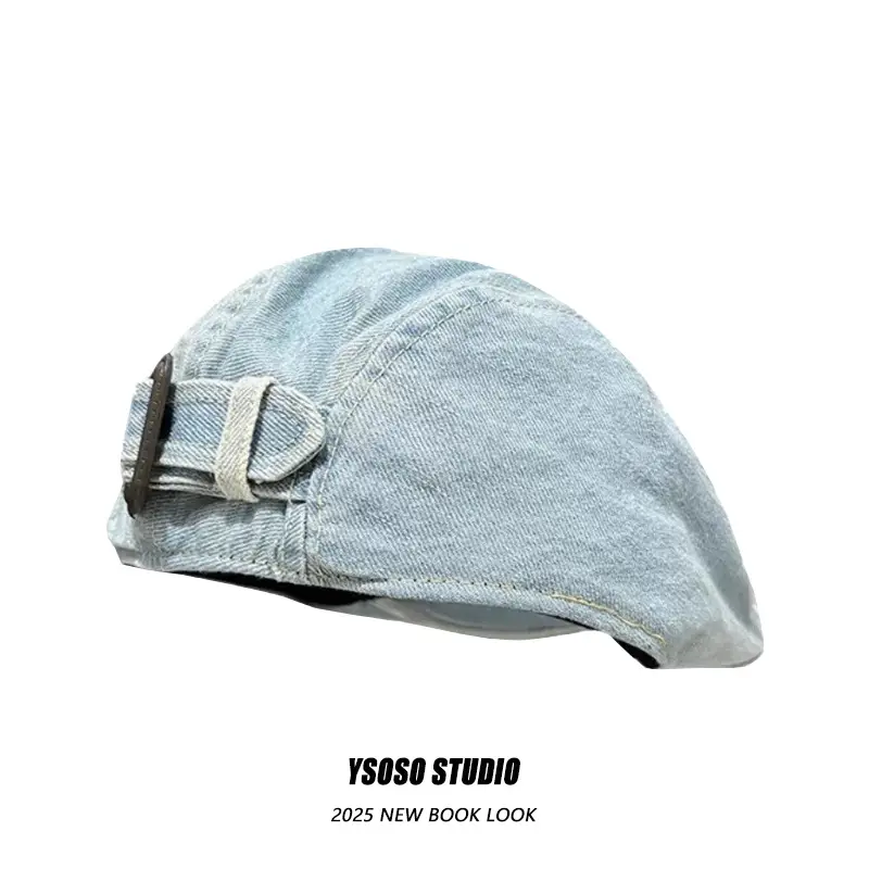 Japanese Retro Washed Denim Forward Cap for Women - Image 2