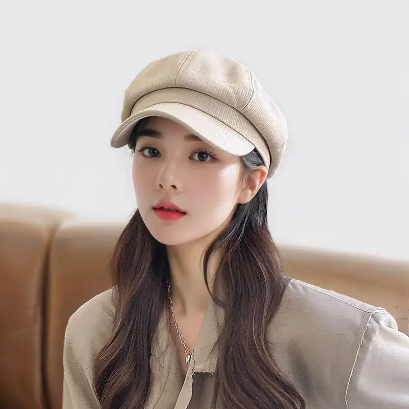 Women's Beige Retro Beret Face Slimmer 2023