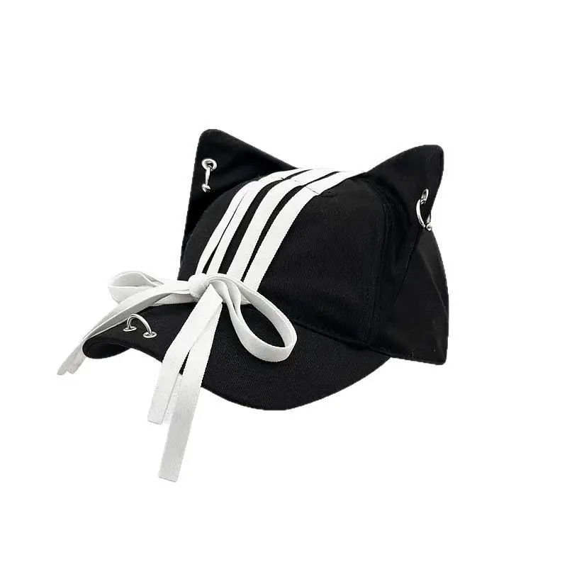 Devil Diablo Cat Ear Hat Black White Y2K - Image 8