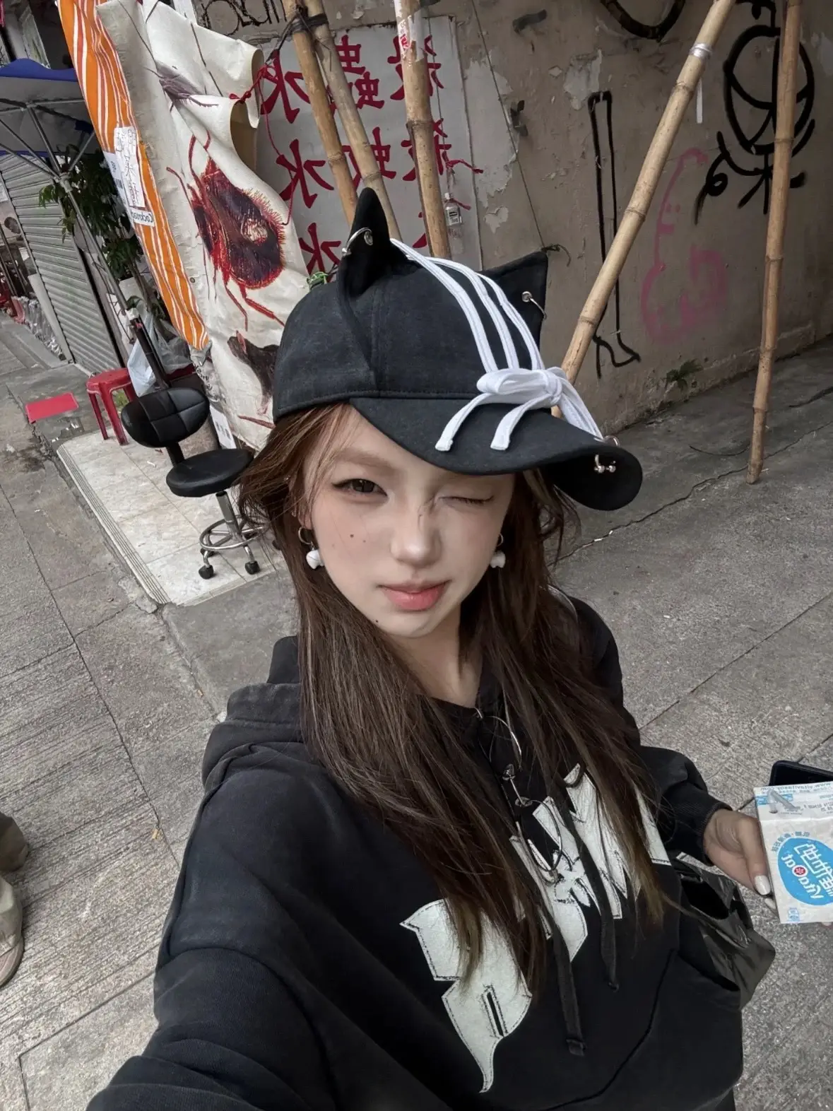 Devil Diablo Cat Ear Hat Black White Y2K — feature 6