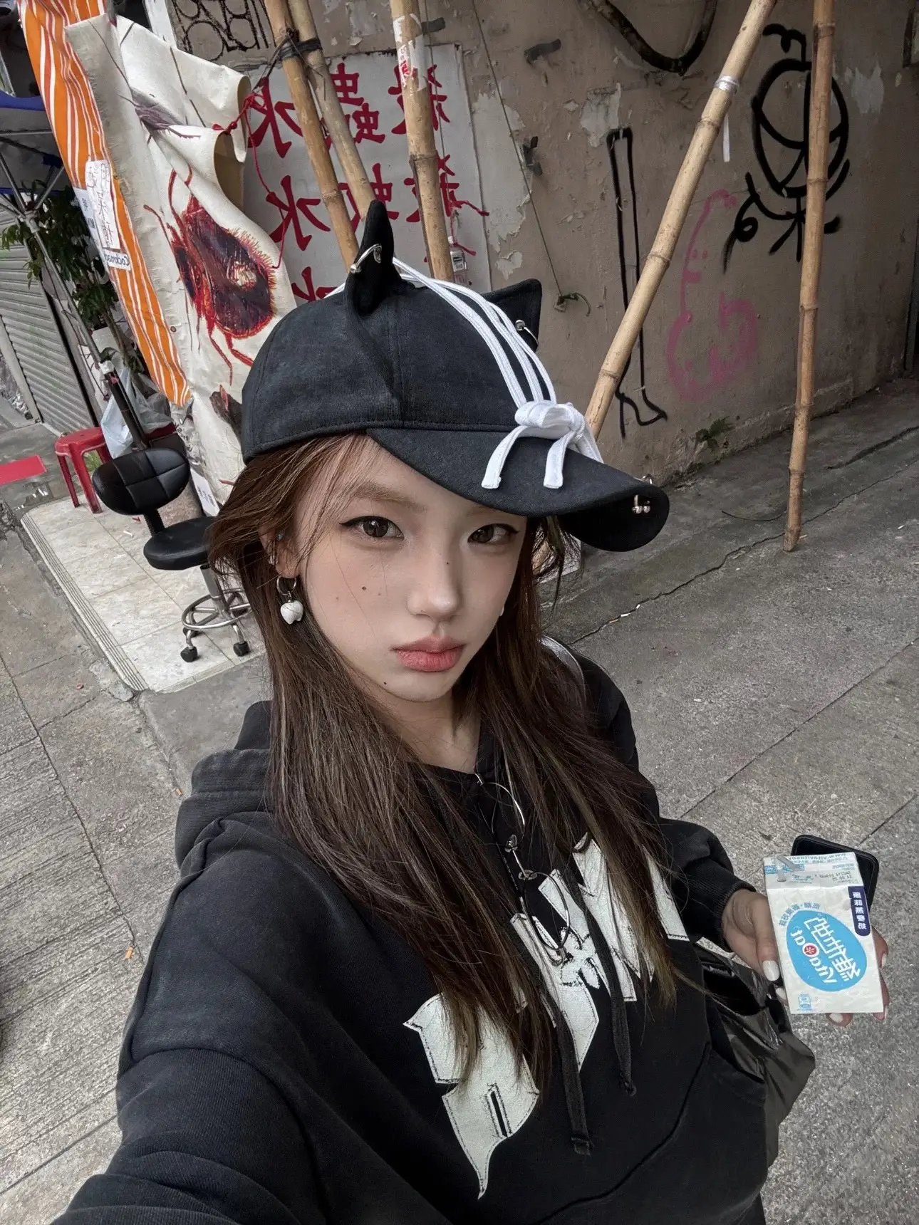 Devil Diablo Cat Ear Hat Black White Y2K — feature 7