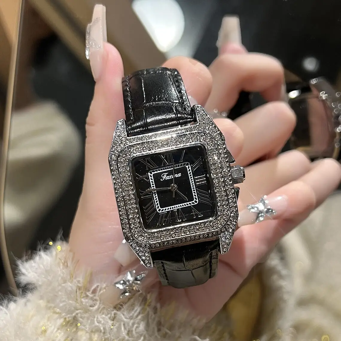 Women's Square Diamond Watch with All Over Sparkle - Image 4